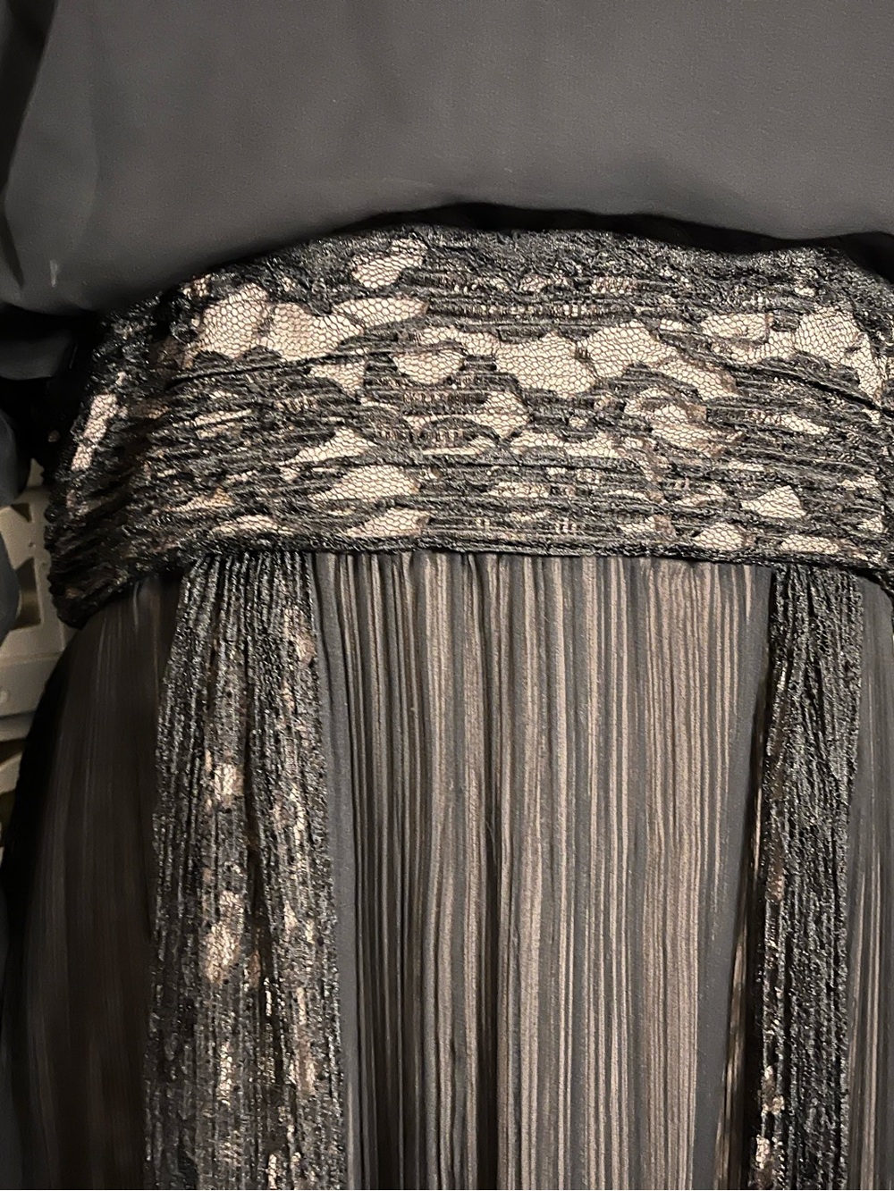 JACK BRYAN VINTAGE 60’s/70’s ELEGANT BLACK CHIFFON & LACE MAXI FORMAL DRESS - Picture 6 of 14